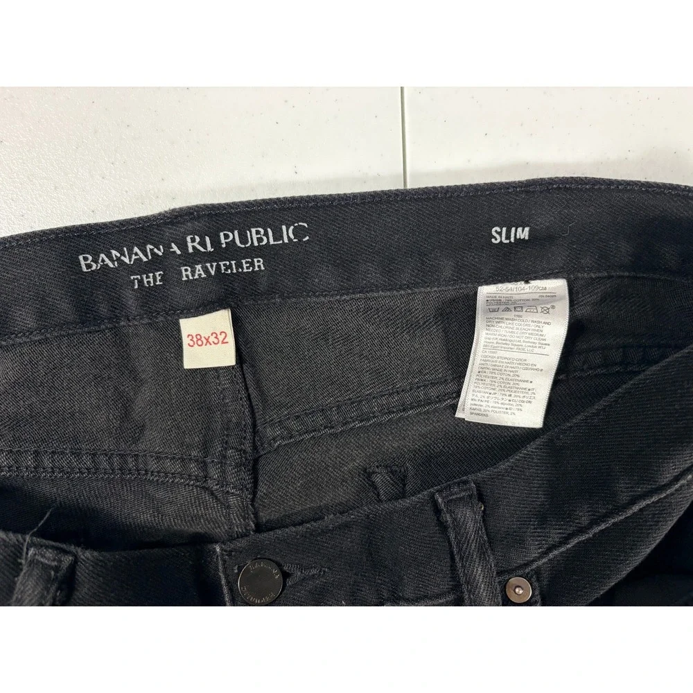 Banana Republic The Traveler Slim Fit Jeans Mens 38x32 Black Faded Stretch Denim